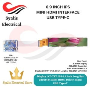 Display LCD TFT IPS 6.9 Inch Long Bar 280x1424 MIPI HDMI Driver Board USB Type-C [Syalis]