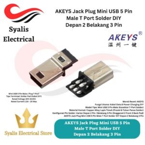 AKEYS Jack Plug Mini USB 5 Pin Male T Port Solder DIY Depan 2 Belakang 3 Pin [Syalis]