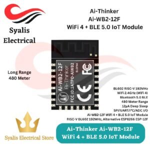 Ai Thinker Ai-WB2-12F WiFi 4 + BLE 5.0 IoT Module – RISC-V BL602 192MHz, Alternative ESP8266 ESP-12F [Syalis]