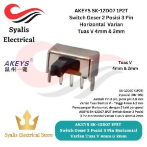 AKEYS SK-12D07 1P2T Switch Geser 2 Posisi 3 Pin Horizontal – Varian Tuas V 4mm & 2mm [Syalis]
