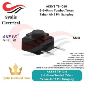 AKEYS TS-I016 Tactile Switch 6x6x5mm Waterproof Side Push / Saklar Samping 2 Pin [Syalis]