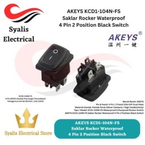 AKEYS KCD1-104N-FS Saklar Rocker Waterproof 4 Pin 2 Position Black Switch [Syalis]