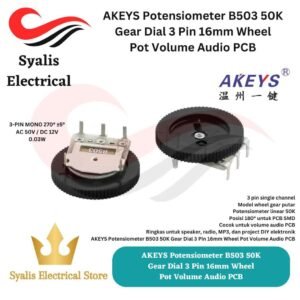 AKEYS Potensiometer B503 50K Gear Dial 3 Pin 16mm Wheel Pot Volume Audio PCB [Syalis]