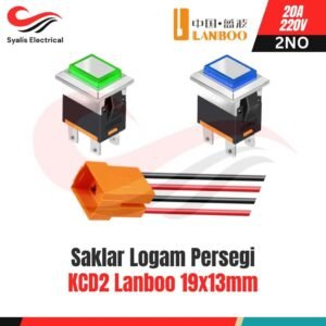 Square Stainless Switch KCD2 Lanboo 19×13mm 220V 20A 2NO 4 Pin [Syalis]