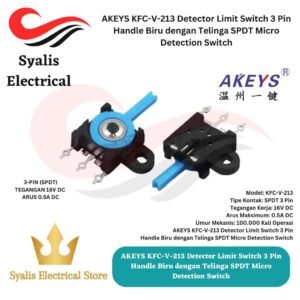 AKEYS KFC-V-213 Detector Limit Switch 3 Pin Handle Biru dengan Telinga SPDT Micro Detection Switch [Syalis]