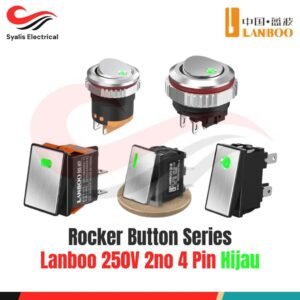 Stainless Switch Series Lanboo 220V 2NO 4 Pin – Saklar Logam Hijau [Syalis]