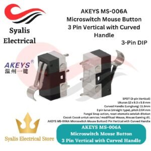 AKEYS MS-003B-11.3 Micro Switch Mouse 3 Pin Bent Handle – Mini Switch Silent [Syalis]