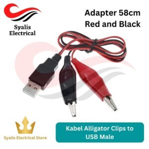 Kabel Capit Buaya Alligator Test Clips Clamp to USB Male Connector Power Supply Adapter Wire 58cm Merah dan Hitam [Syalis]