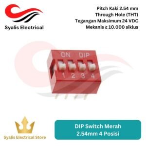 DIP Switch 2.54mm 4 Posisi THT Merah - Saklar Konfigurasi PCB Elektronik [Syalis]