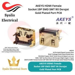 AKEYS HDMI Female Socket 19P SMD SMT 90 Derajat Gold Plated Port PCB [Syalis]