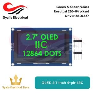 OLED 2.7 Inch 4 Pin 128x64 SSD1327 I2C SPI Display Module Green Monochrome [Syalis]