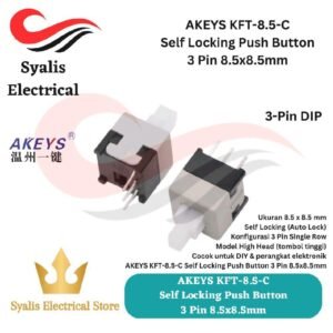 AKEYS KFT-8.5-C Push Button Switch – Tombol Saklar 8.5x8.5mm 3 Pin Auto Lock [Syalis]