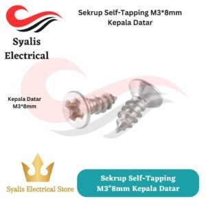 Sekrup Self-Tapping M3*8mm Kepala Datar (10pcs) [Syalis]