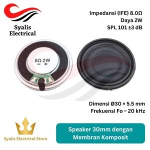 Speaker bulat 30mm dengan Membran Komposit dan casing besi 8 ohm daya 2 W [Syalis]