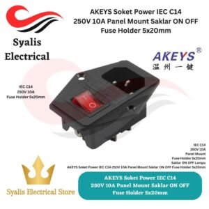 AKEYS Soket Power IEC C14 250V 10A Panel Mount Saklar ON OFF Fuse Holder 5x20mm [Syalis]