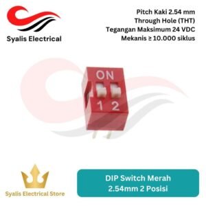DIP Switch 2.54mm 2 Posisi THT Merah - Saklar Konfigurasi PCB Elektronik [Syalis]