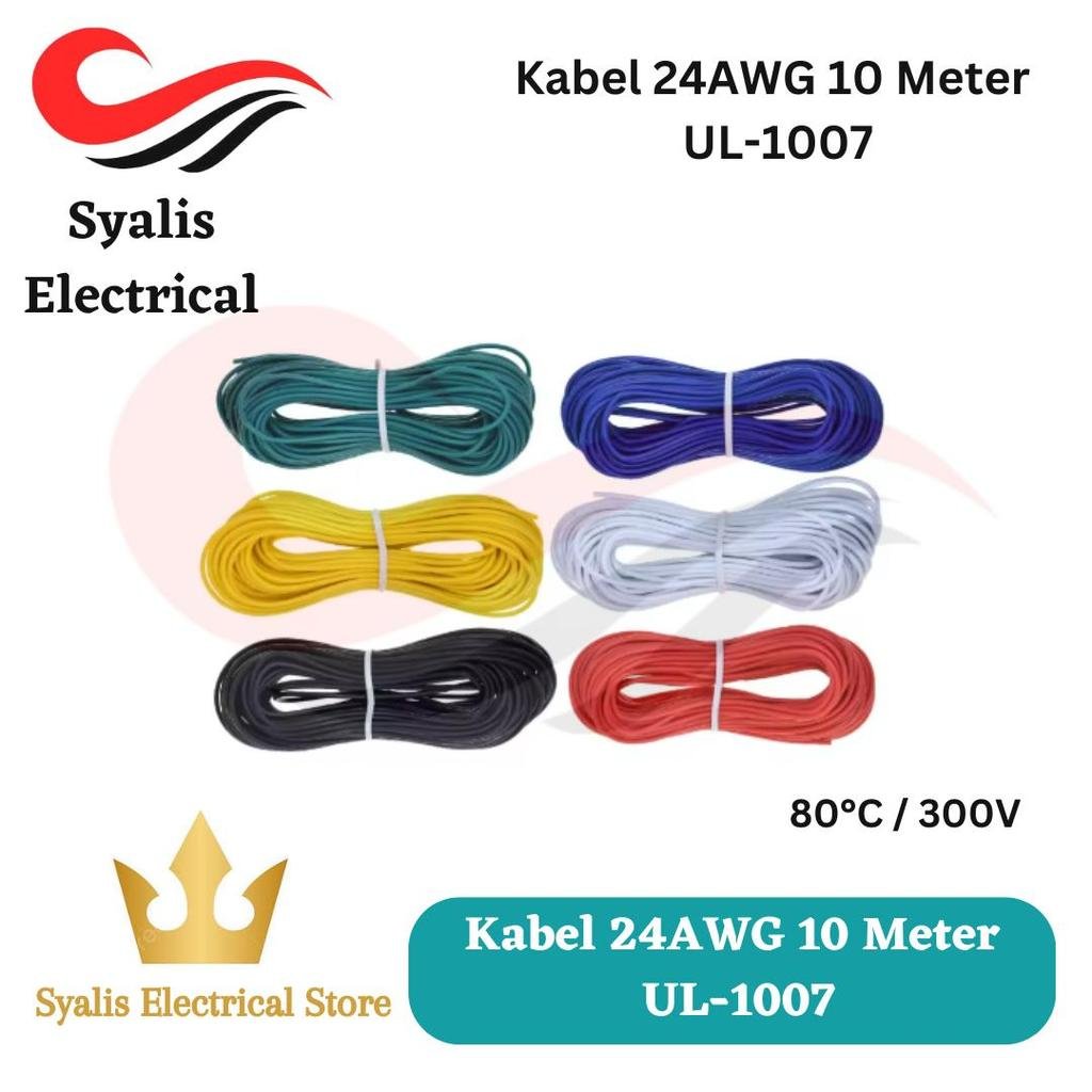 Kabel 24 AWG 10 Meter UL-1007 Hook-up wire 80C/300V Cord DIY Electrical RED / BLACK / GREEN / BLUE / WHITE