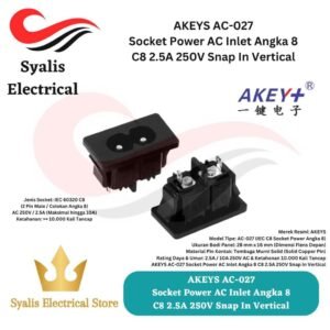 AKEYS AC-027 Socket Power AC Inlet Angka 8 C8 2.5A 250V Snap In Vertical [Syalis]